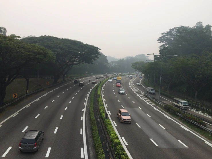 highway with large traffic and high speed in foreign country