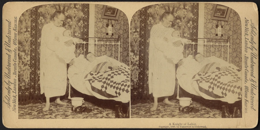 two vintage pograph of woman in fancy bedspreads in old postcard
