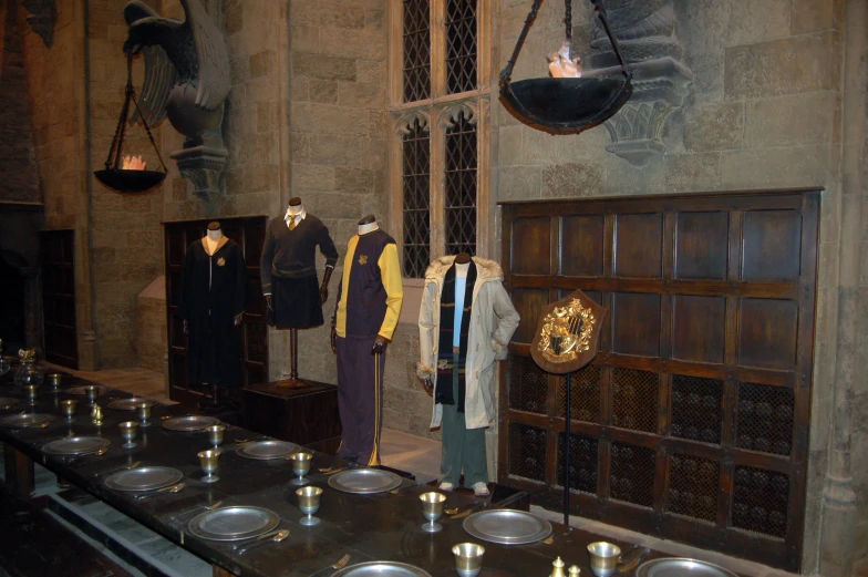 a display featuring a wizard's hall with many items