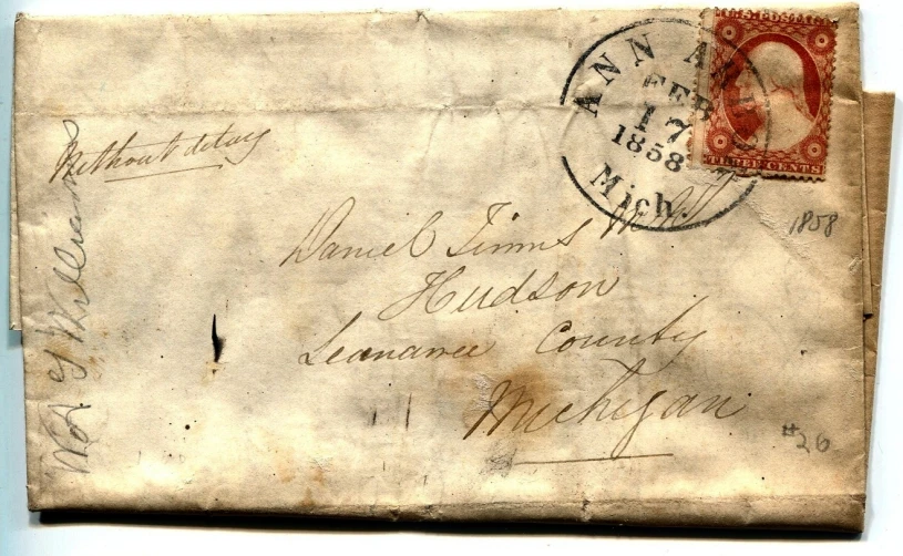 an old envelope with several lines of ink