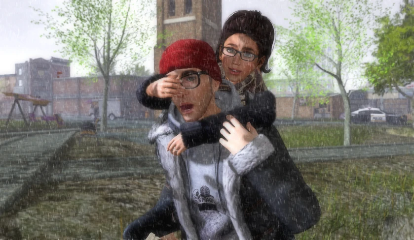 there is a woman holding a child with glasses