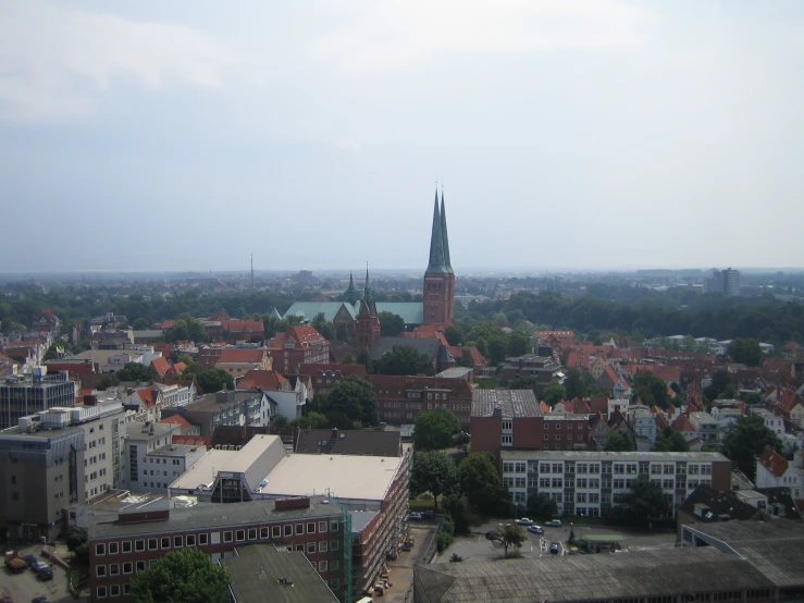 an aerial view of a city that appears to be in europe