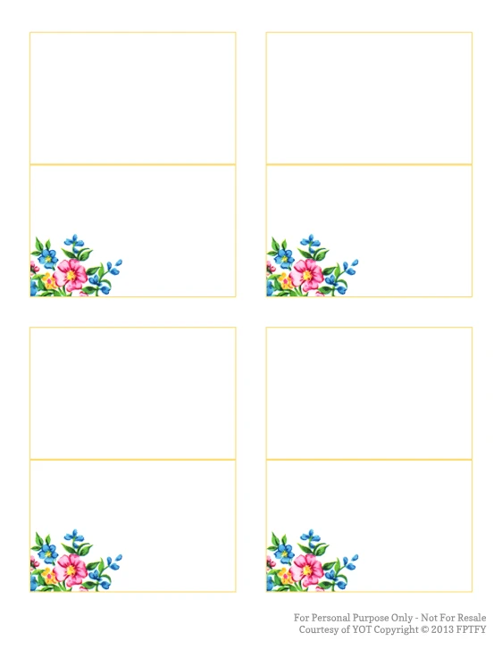 a flower card with four lines and two corners, with flowers