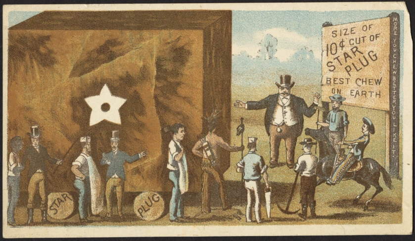 an old cartoon drawing shows men trying to get lost from state flags