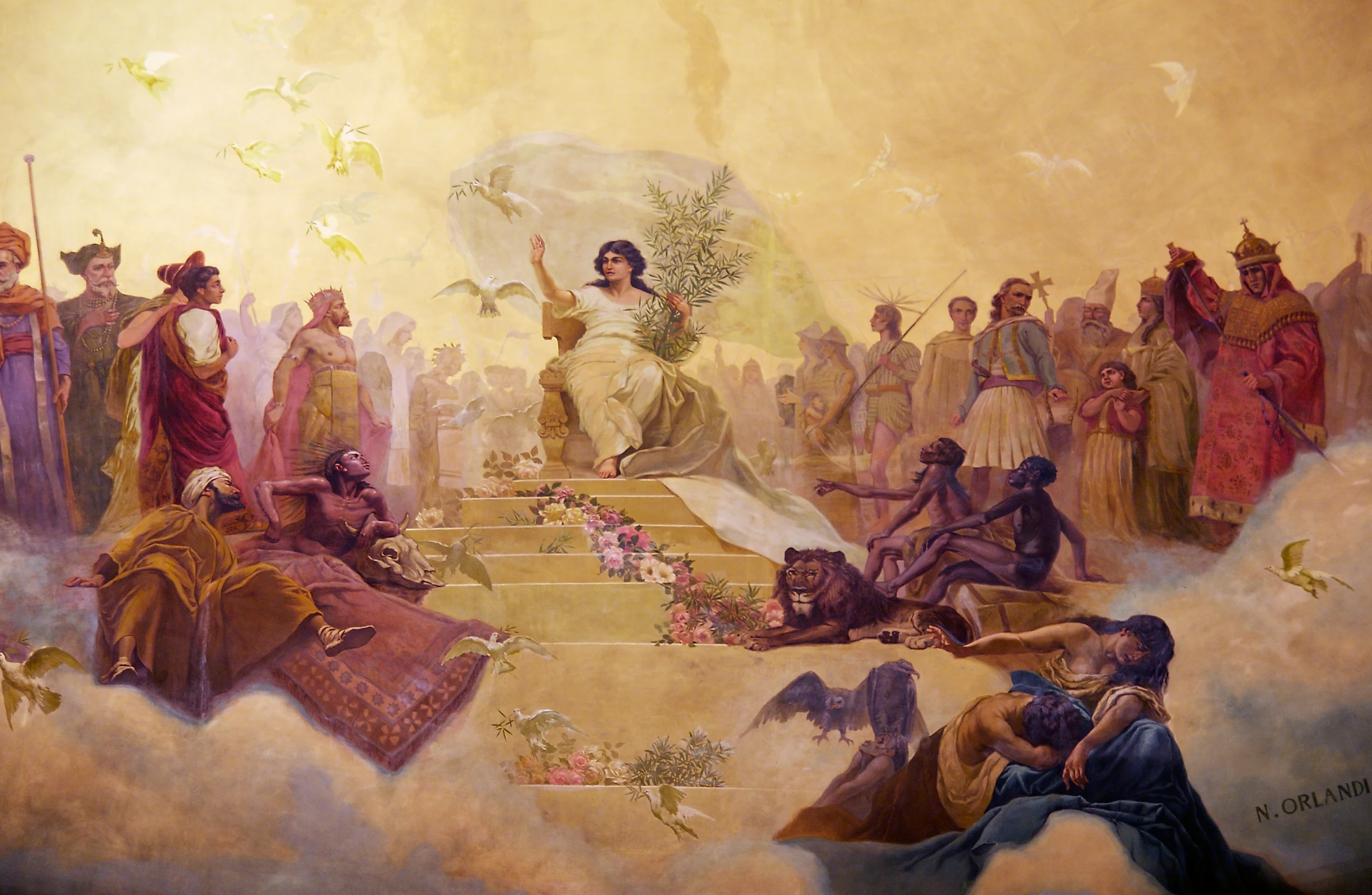 a painting of an egyptian festival depicting princesses and men