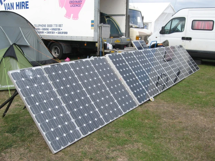 many solar panels have been installed for camping