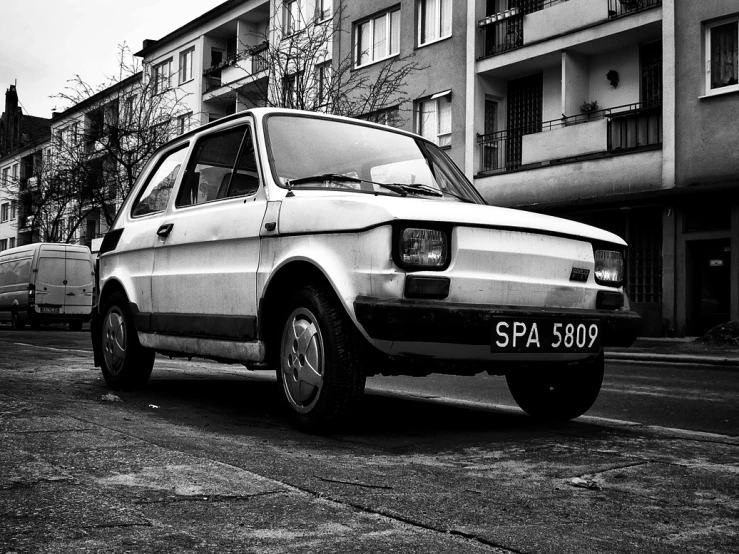 a black and white image of an old volvo car