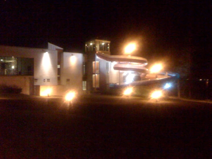 night time image of a lighted exterior of a building