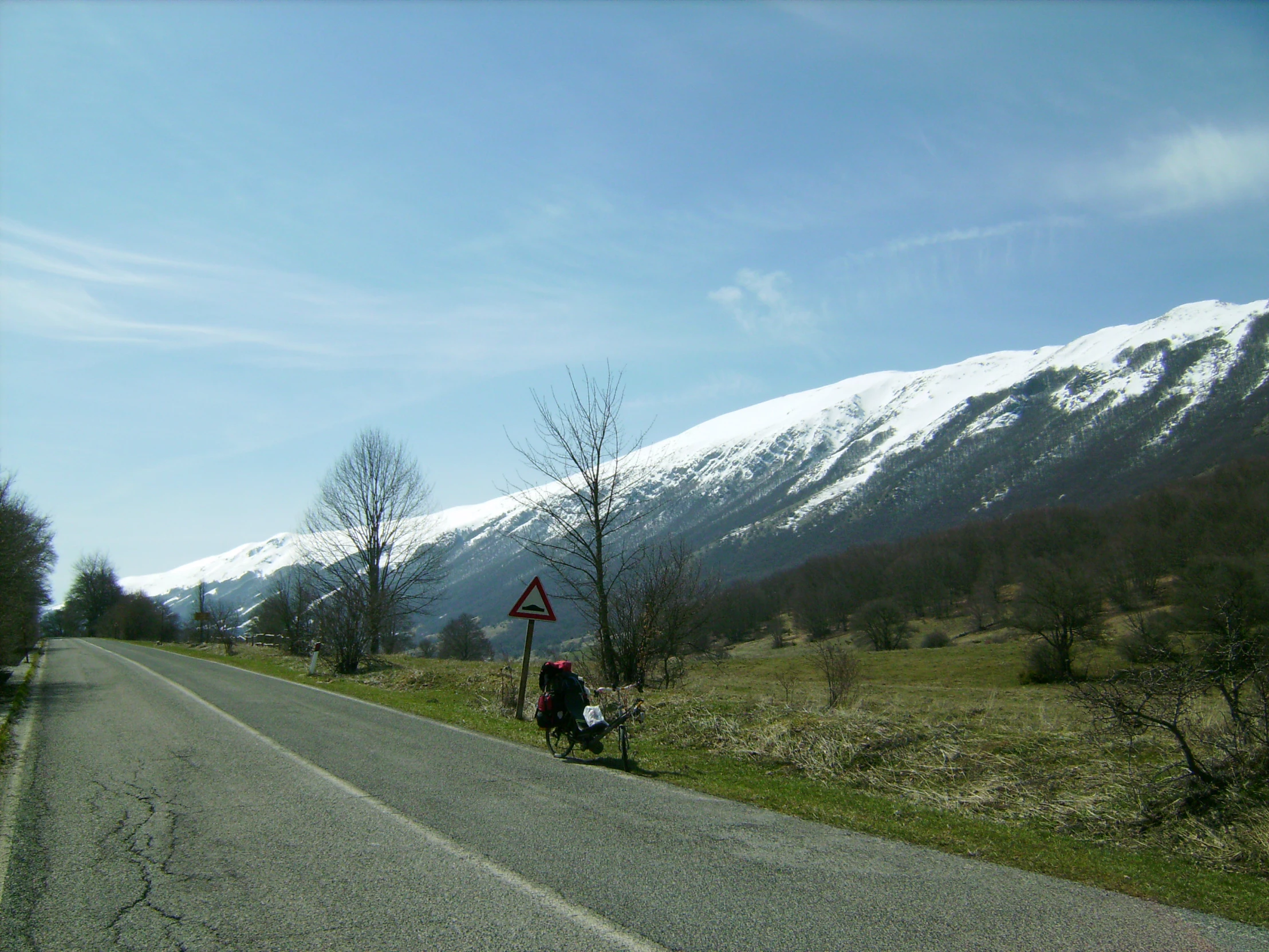 a motorcycle parked on the side of the road