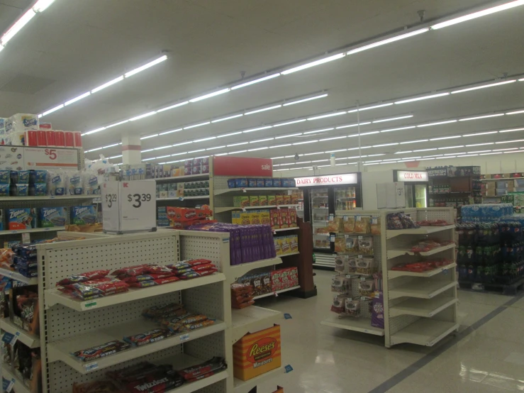 a food section of a store with items on the shelves