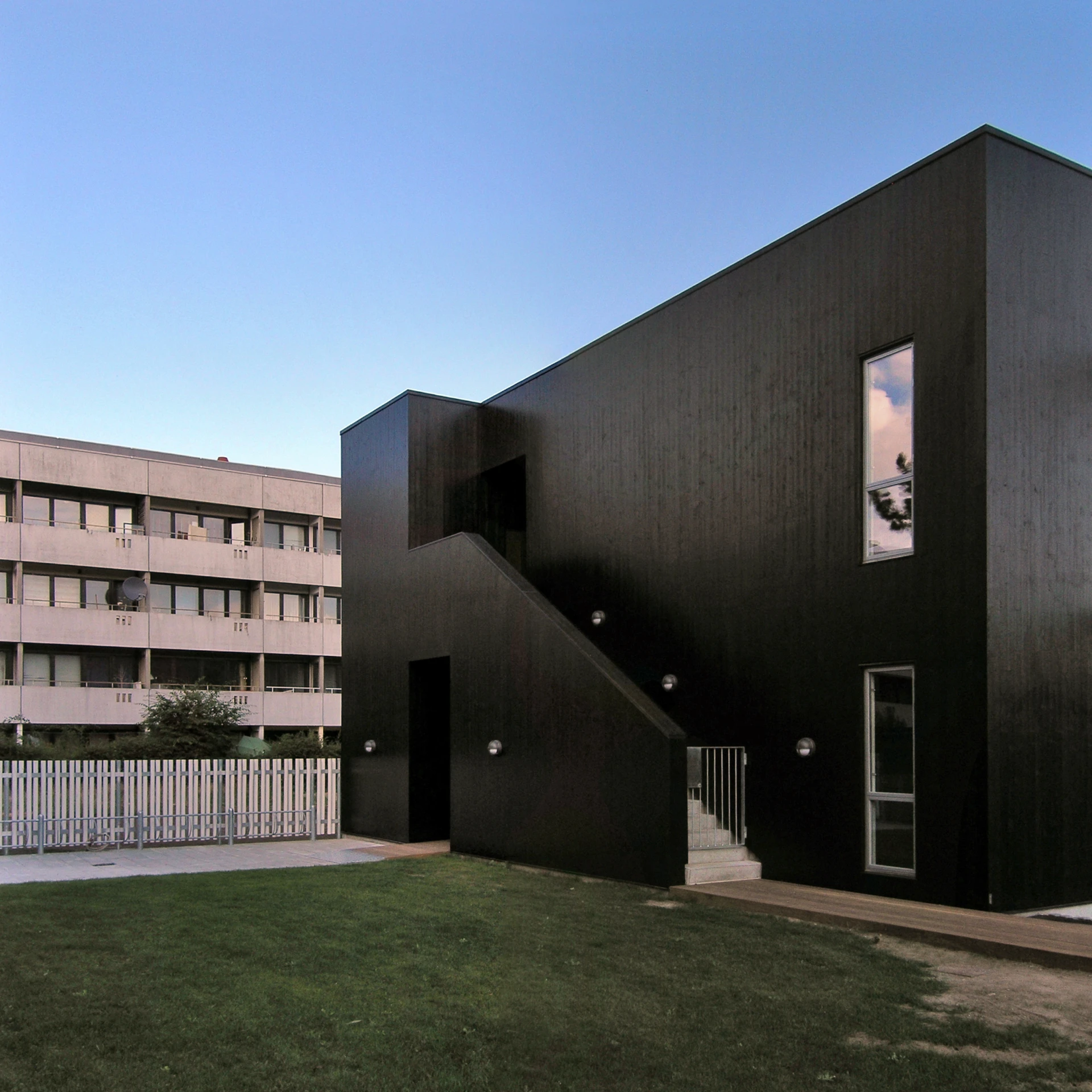 a building has an open staircase that goes to the next level