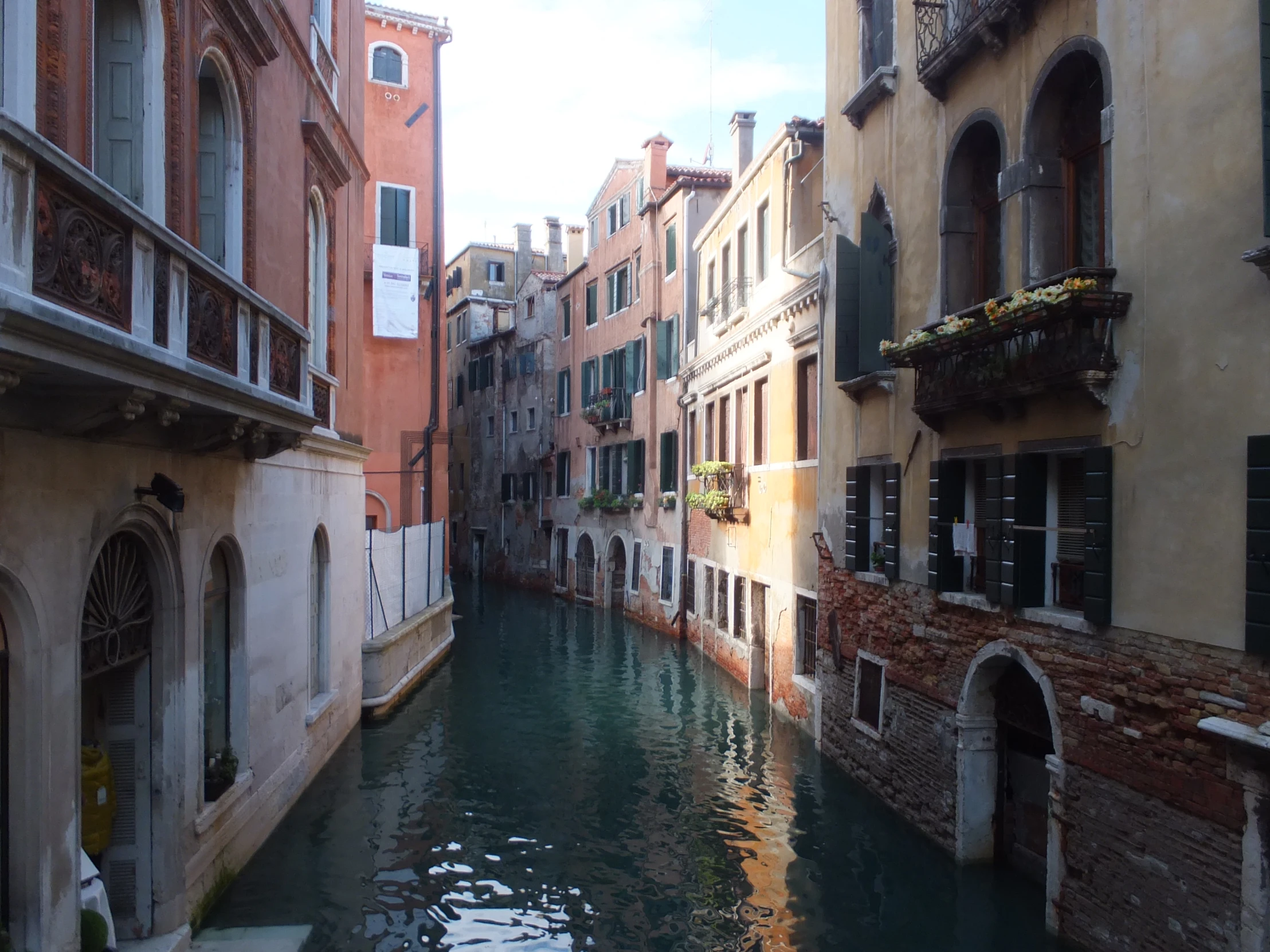 some narrow streets are crowded by the water