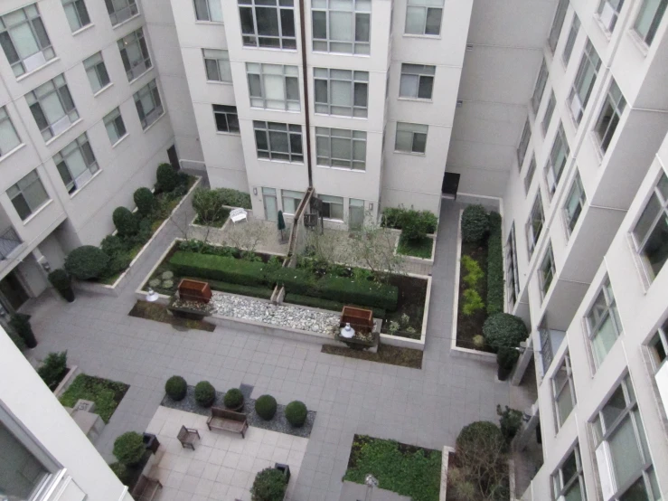 an aerial s of a courtyard in a building