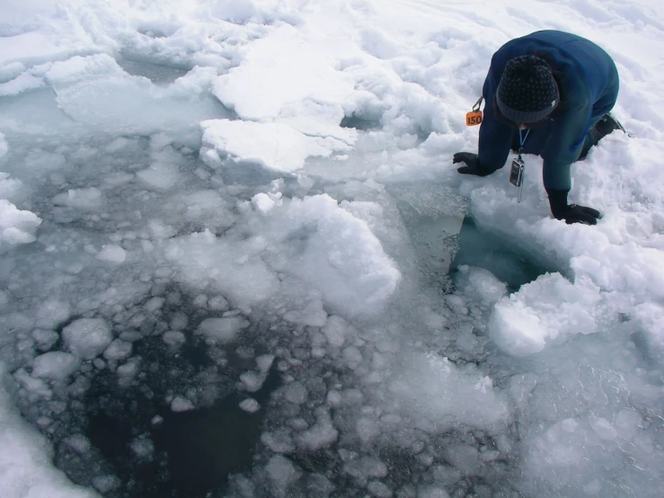 a man standing on the ice in his clothes