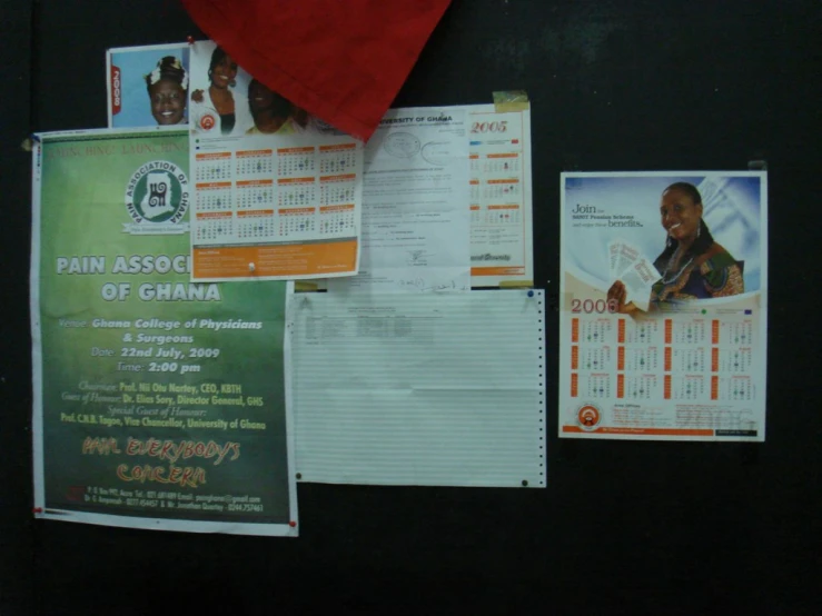 posters on black background, depicting women's health care activities