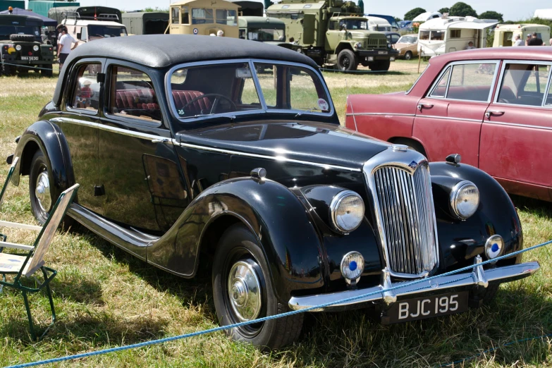 antique cars are on display at an outdoor show