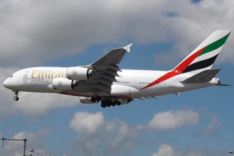 an emirates passenger jet takes off from the airport