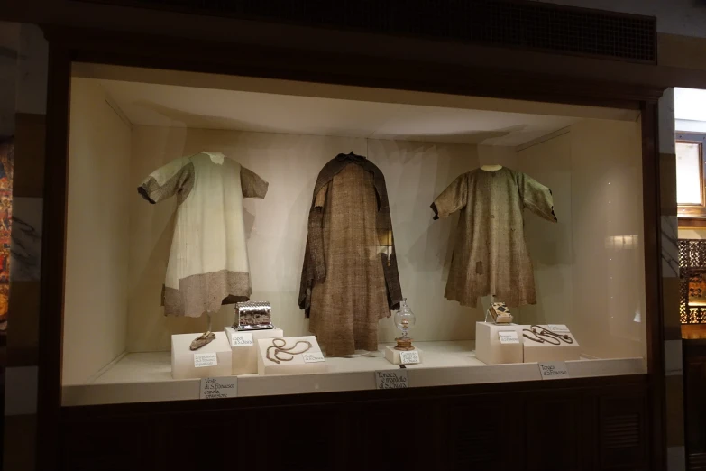 this is an image of a display of old clothes