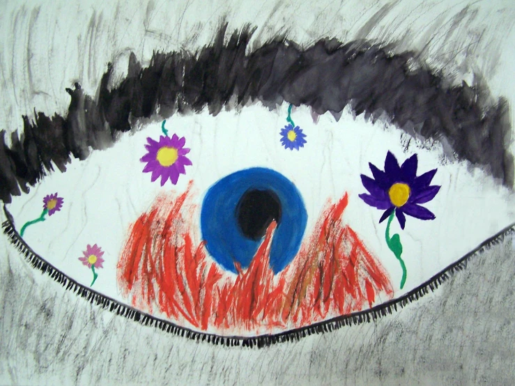 an artistic drawing of a blue eye