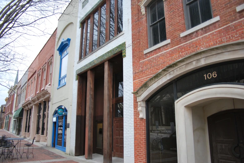 a building with two doors and an archway