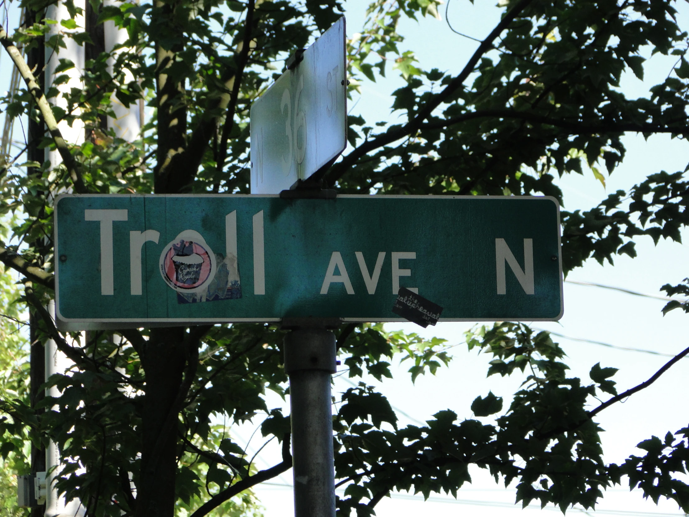 street sign with tree in background in urban area