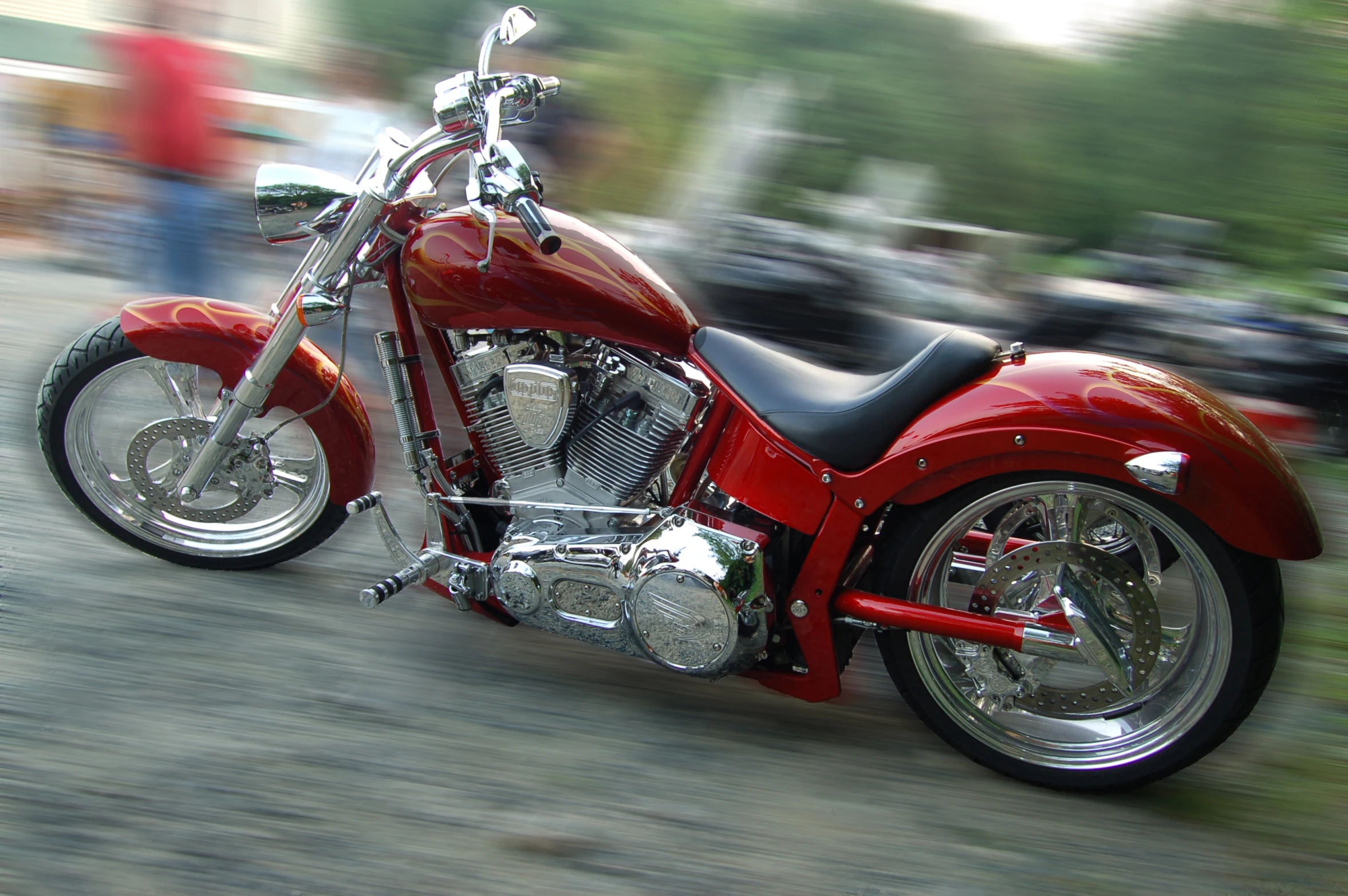 a very nice looking motorcycle sitting on the street