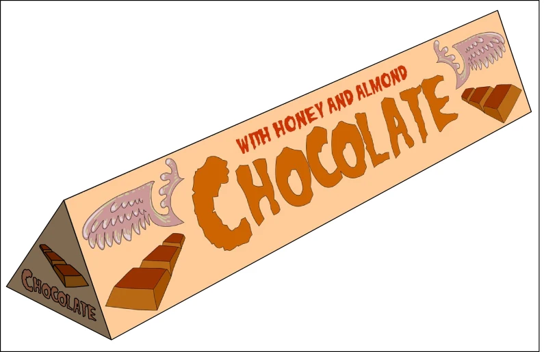 a chocolate sign that says wh honey and almond chocolate