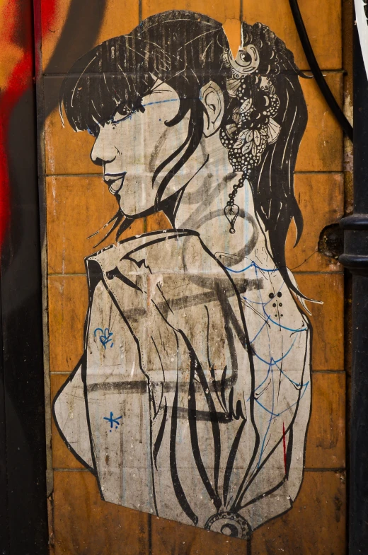 graffiti painted on a wall of a woman
