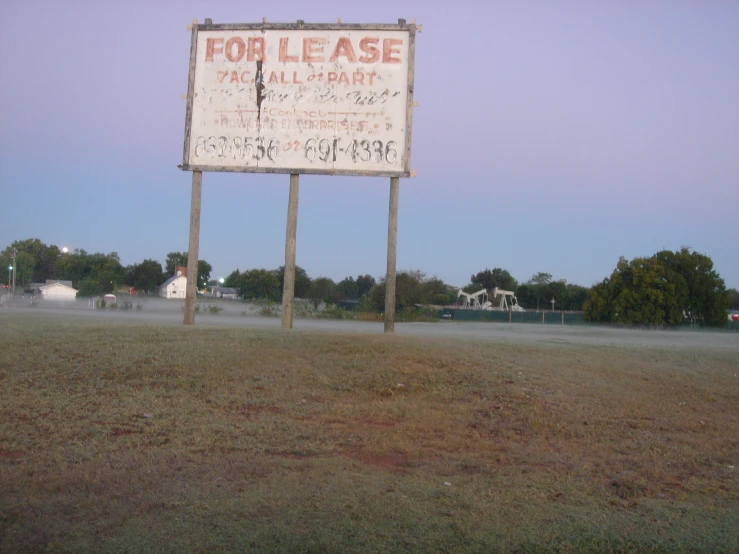 a large sign for a town where they are renting houses