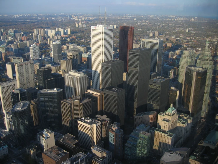 a cityscape with skyscrs and high rise buildings