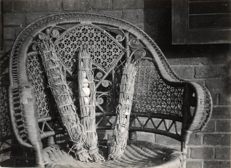 an old po of a wicker chair