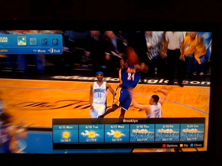 tv showing a basketball game being played