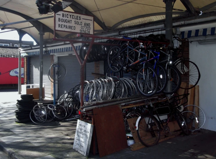 a lot of bikes sit at the bike repair garage