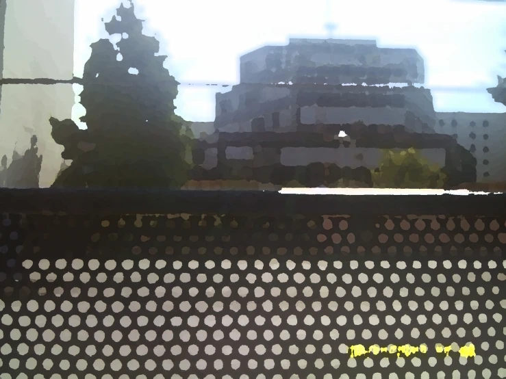 some sort of architecture in the background behind a screen