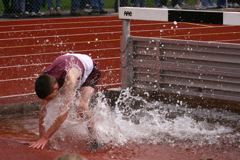 a man is attempting to stop falling down in the water