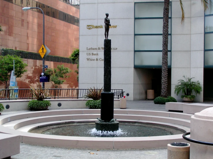 a water fountain in front of a building