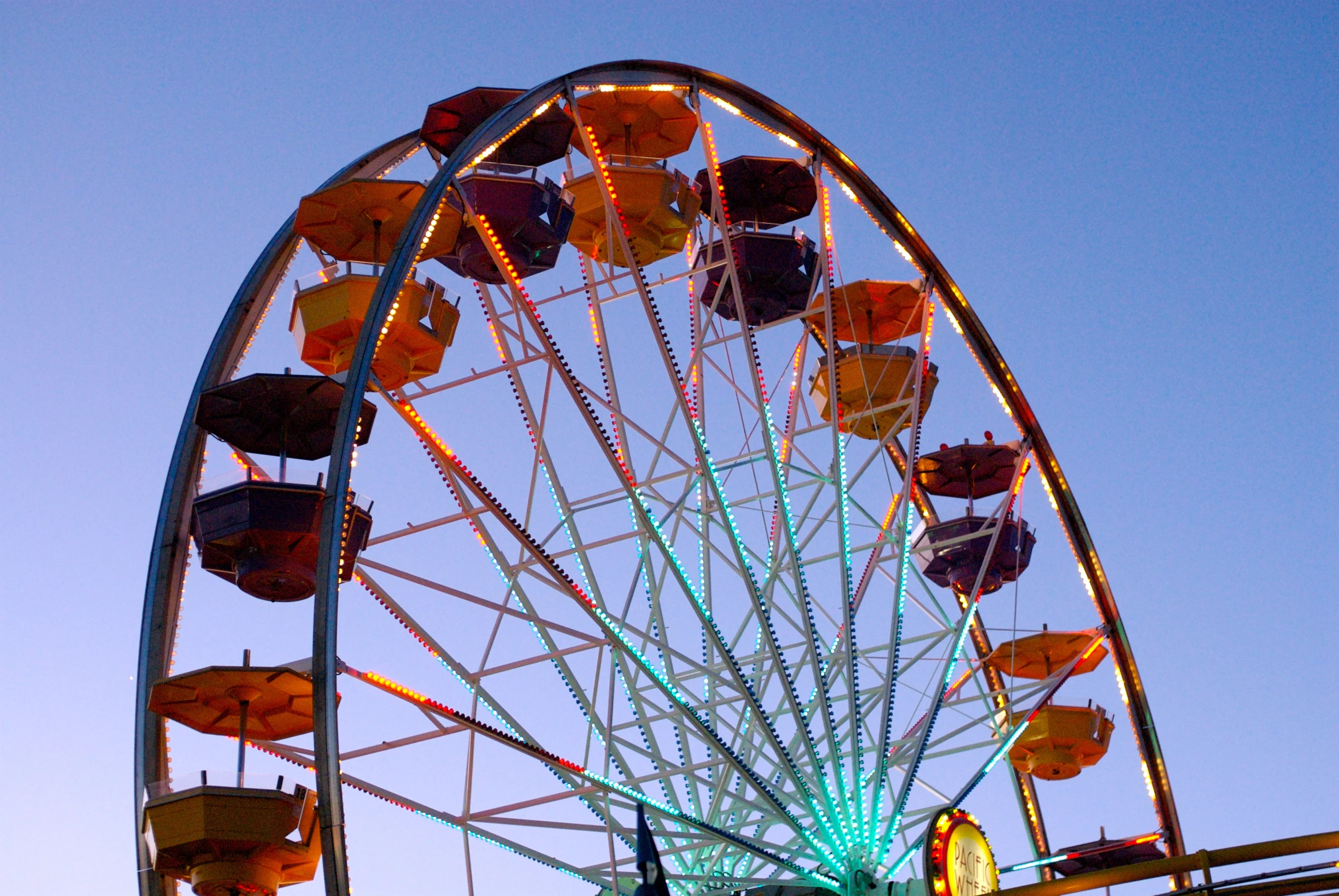 the ferris wheel has many lights on it