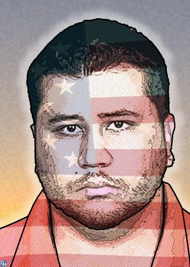 a digital portrait of a man with the american flag on his shirt