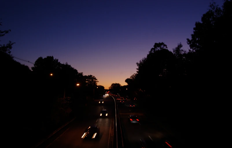 long time exposure pograph of street at dusk