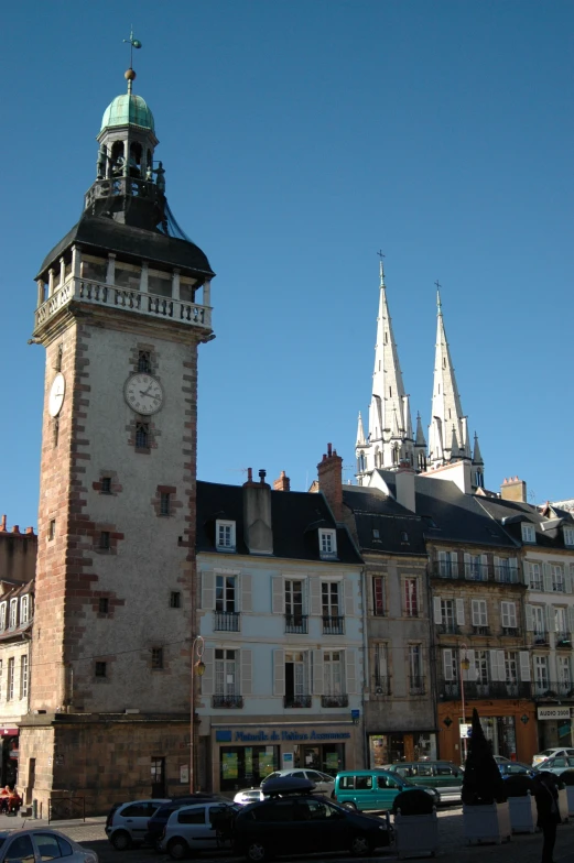 a tower that is next to a building