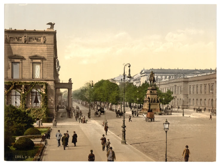 a picture of a city street with some people