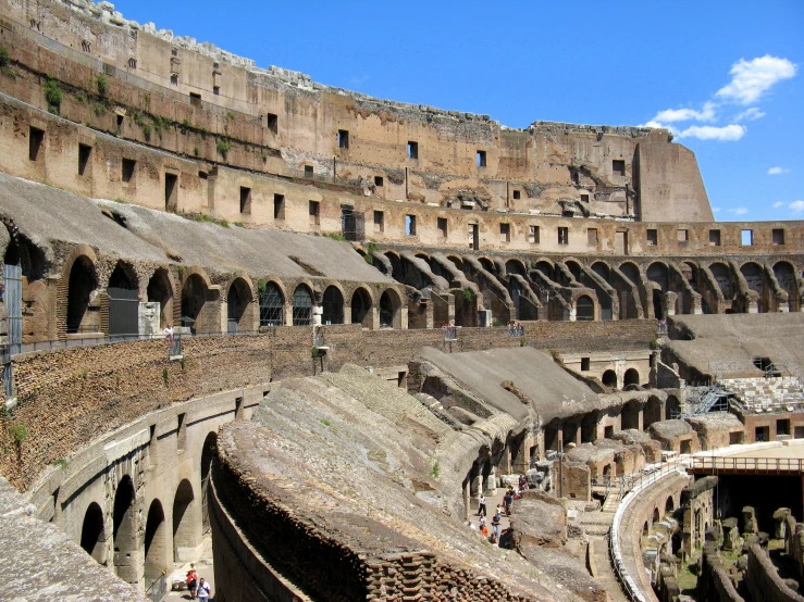 the interior of an old amphit or stadium