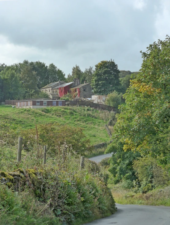 a picture taken from a road in a country side