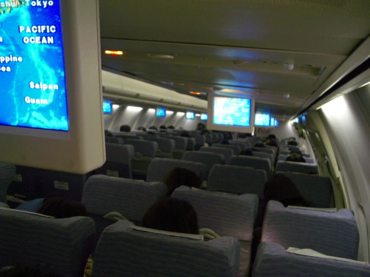 an airplane with a television inside it