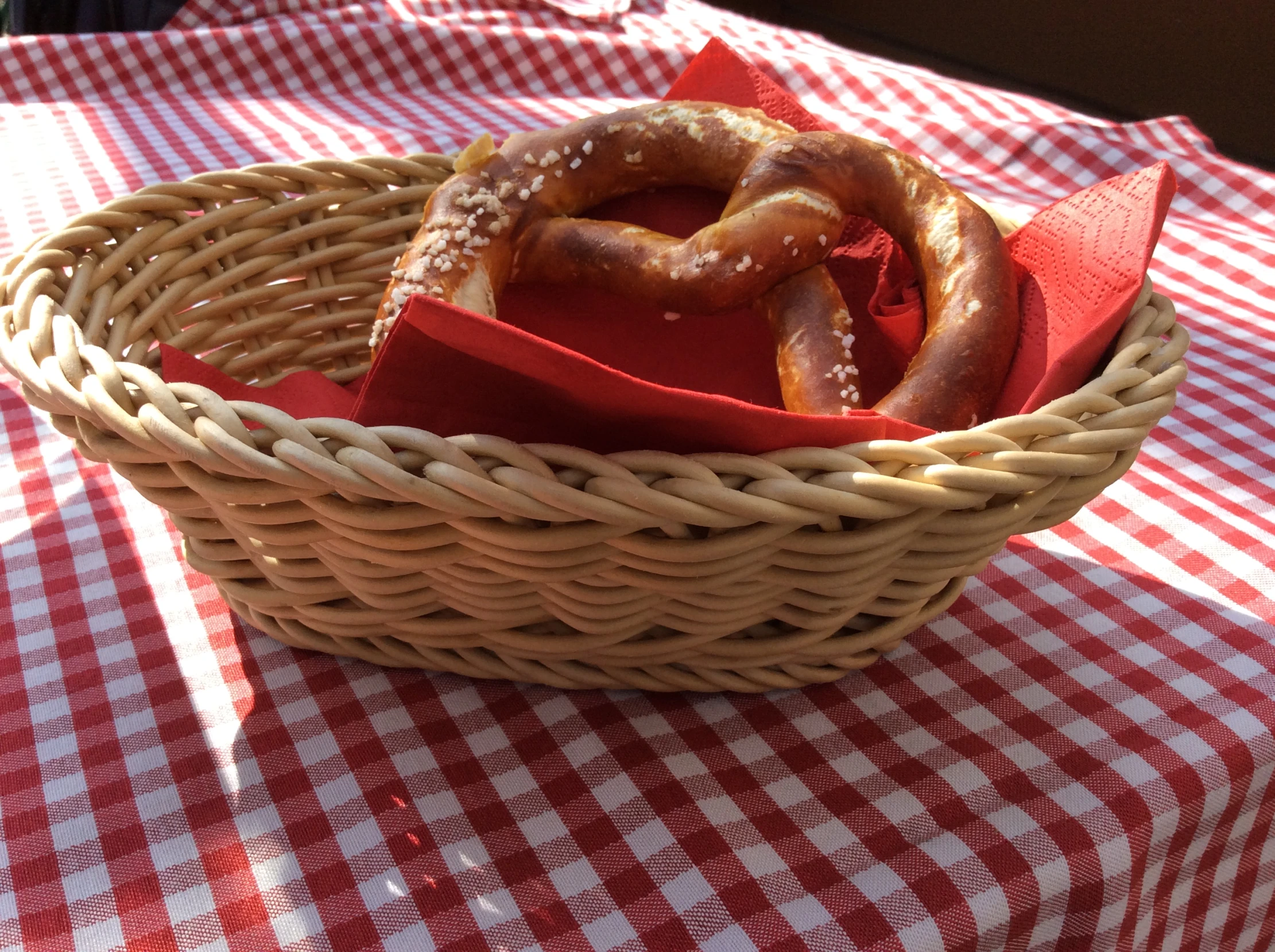 a basket that has some food in it