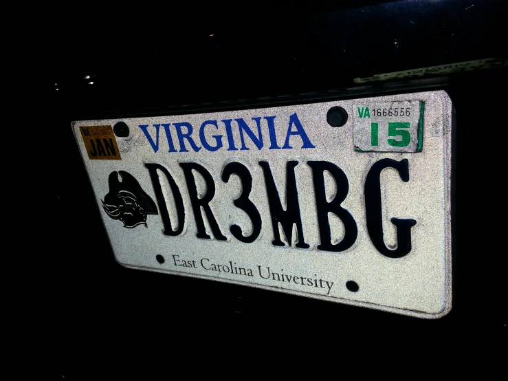 a white license plate with the words, virginia, and the word