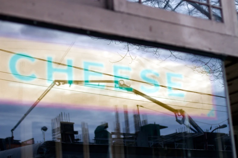 a sign is shown in the window of a store