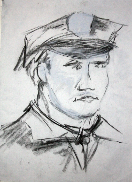 a drawing of a man in military uniform