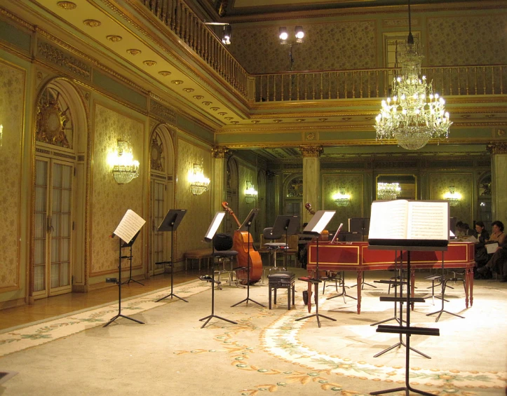 a music set up in an old building