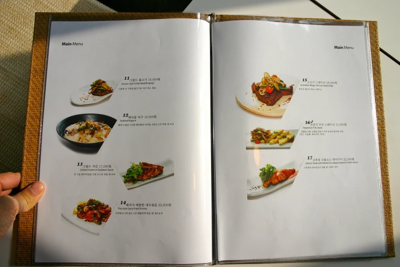 a cookbook with a variety of food on the pages